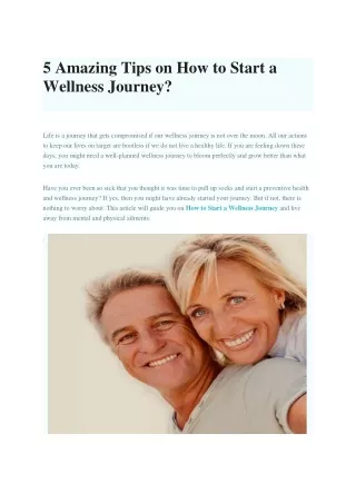 5 Amazing Tips on How to Start a Wellness Journey