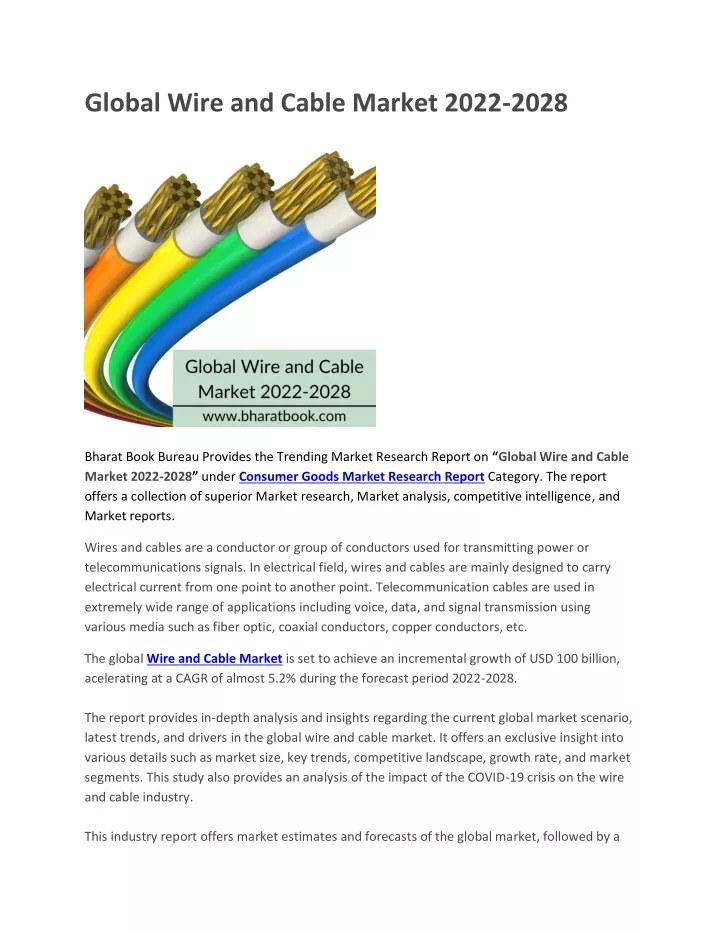global wire and cable market 2022 2028