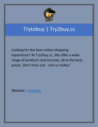 Trytobuy | Try2buy.cc
