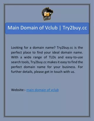 Main Domain of Vclub | Try2buy.cc