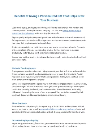Benefits of Giving a Personalized Gift That Helps Grow Your Business