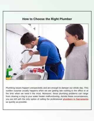how to choose the right plumber