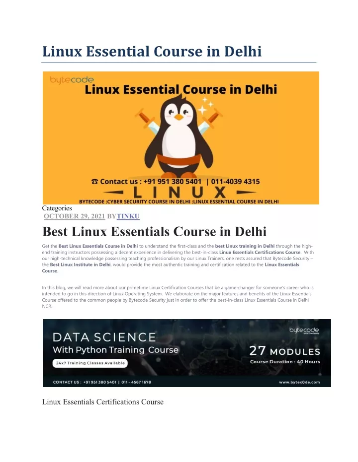 linux essential course in delhi
