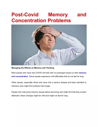 How to Manage Post-Covid Concentration Problems