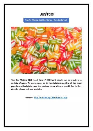Tips for Making Cbd Hard Candy | Justcbdstore.uk