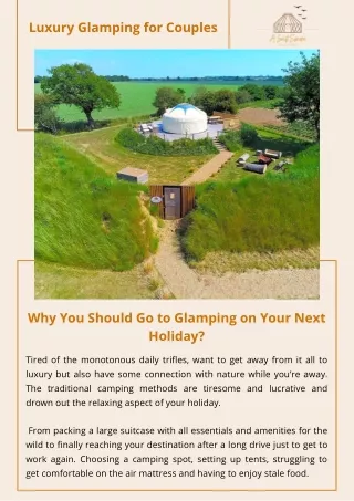 Why You Should Go to Glamping on Your Next Holiday?