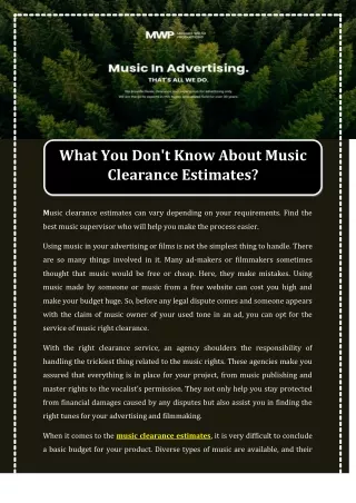 What You Don't Know About Music Clearance Estimates
