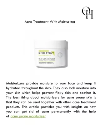 Acne Treatment With Moisturizer
