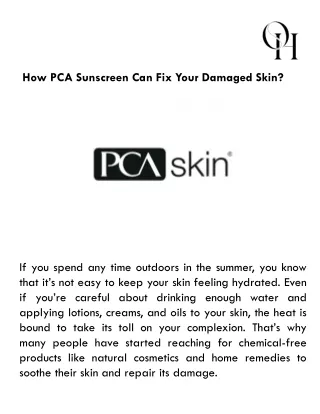How PCA Sunscreen Can Fix Your Damaged Skin