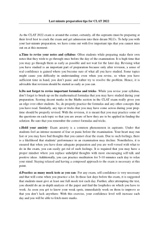 last minute preparation tips for clat 2022