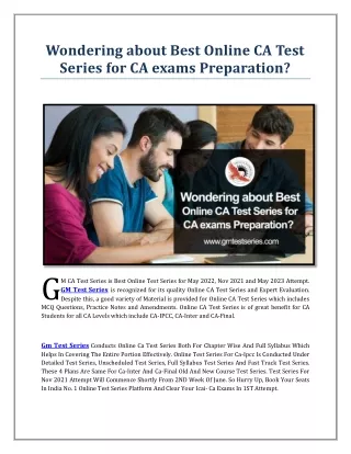 Wondering about Best Online CA Test Series for CA exams Preparation