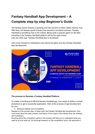 fantasy handball app development a complete step