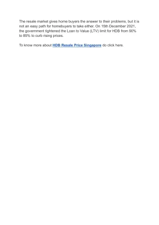 HDB Resale Price Singapore