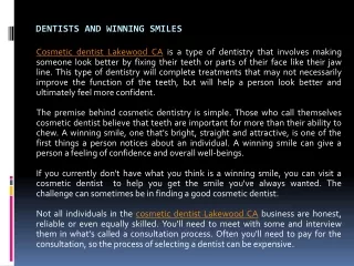dentist and winning smiles