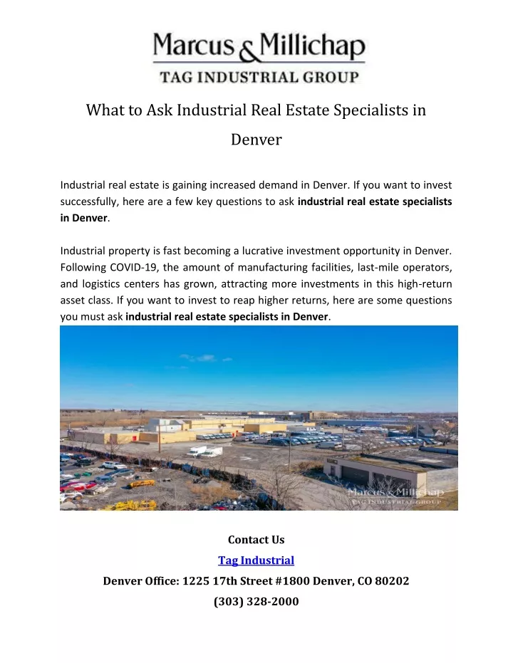 what to ask industrial real estate specialists in