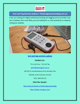 test and tag services sydney