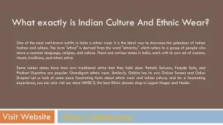 What exactly is Indian Culture And Ethnic Wear