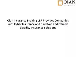 Qian Insurance Broking LLP Provides Companies with Cyber Insurance and Directors and Officers Liability Insurance Soluti