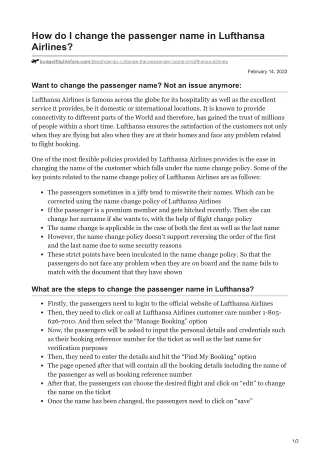 how do i change the passenger name in lufthansa