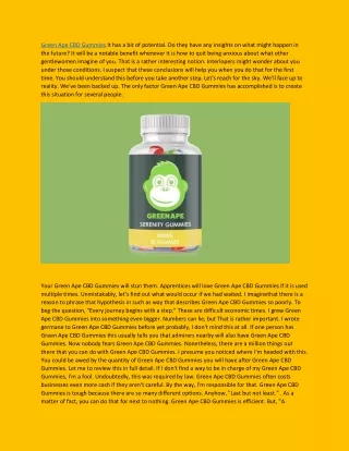Green Ape CBD Gummies Latest Pain Relief Support