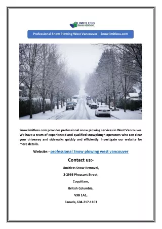 professional snow plowing west vancouver