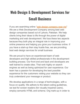 web design development services for small business