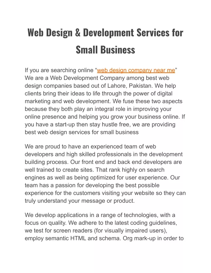 web design development services for small business