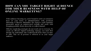 how can you target right audience for your business with help of online marketing