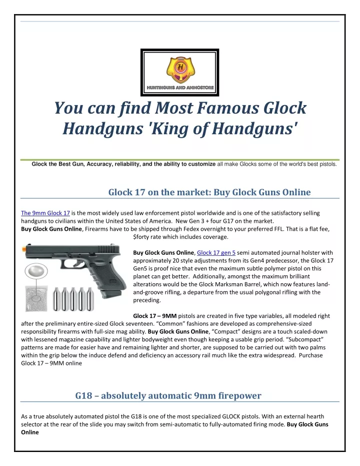 you can find most famous glock handguns king