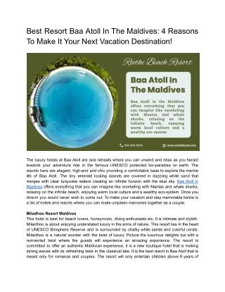 Best Resort Baa Atoll In The Maldives_ 4 Reasons To Make It Your Next Vacation Destination!