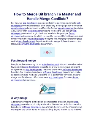 How to Merge Git branch To Master and Handle Merge Conflicts