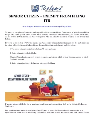 senior citizen exempt from filing itr