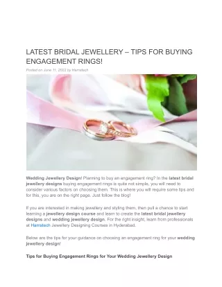 LATEST BRIDAL JEWELLERY – TIPS FOR BUYING ENGAGEMENT RINGS