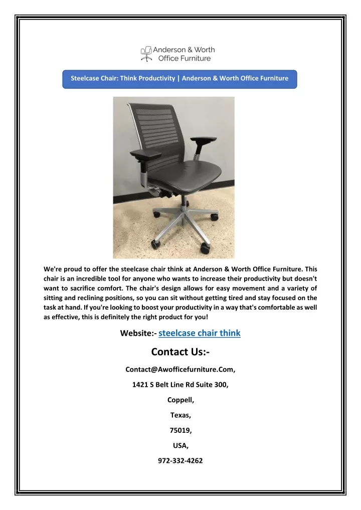 steelcase chair think productivity anderson worth