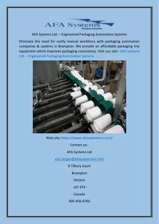afa systems ltd engineered packaging automation