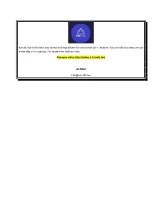 Random Voice Chat Online  Airtalk.live