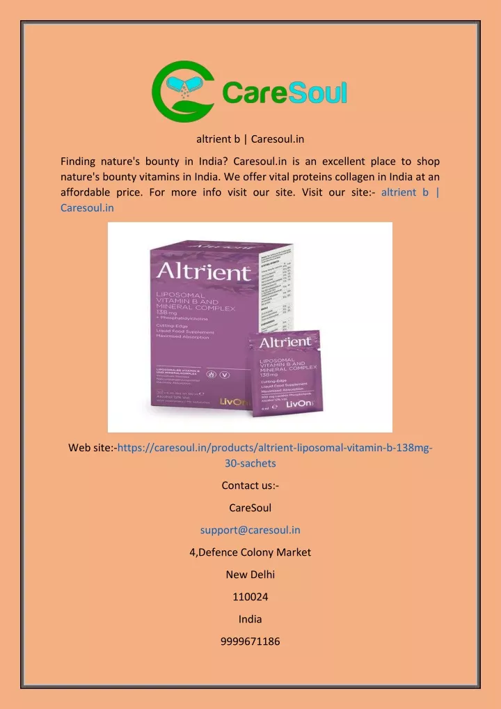 altrient b caresoul in