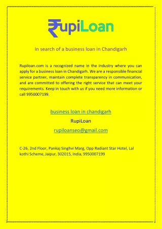 In search of a business loan in Chandigarh