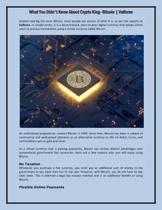 What You Didn't Know About Crypto King- Bitcoin | Valforex