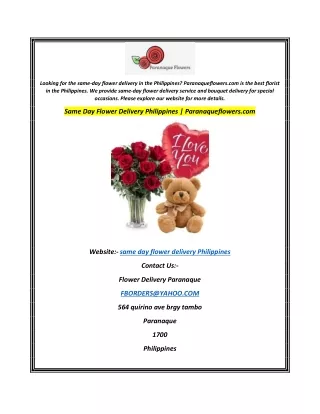 Same Day Flower Delivery Philippines  Paranaqueflowers.com
