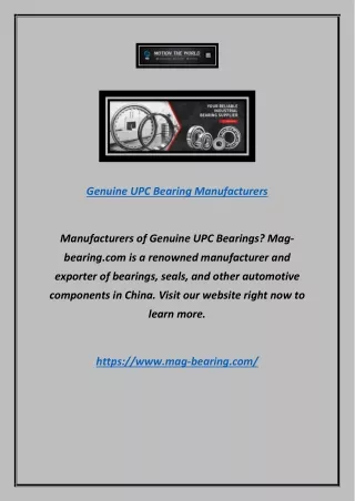 Genuine Upc Bearing Manufacturers | Mag-bearing.com