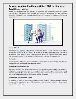 Reasons you Need to Choose Gilbert SEO Hosting over Traditional Hosting
