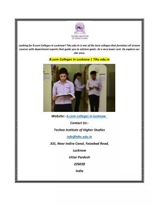B.com Colleges In Lucknow Tihs.edu.in