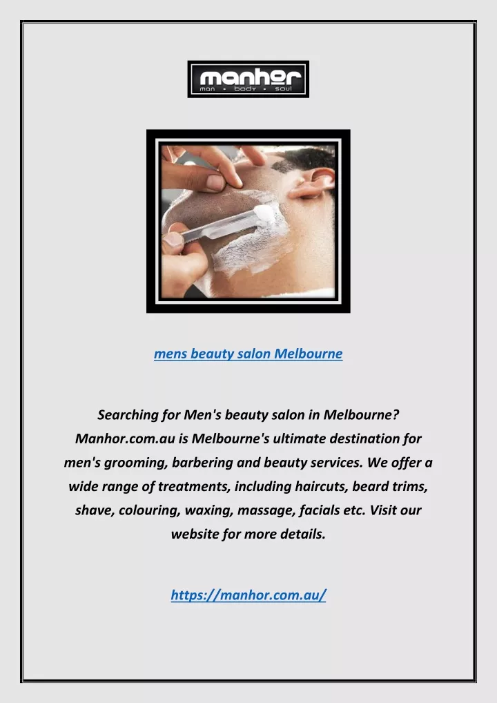 mens beauty salon melbourne