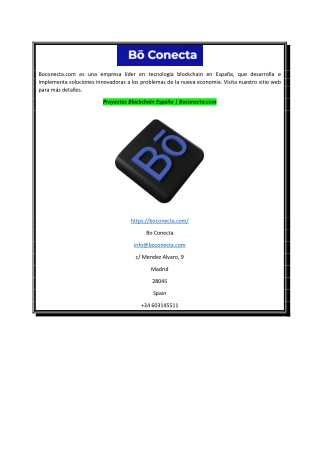Proyectos Blockchain España  Boconecta.com