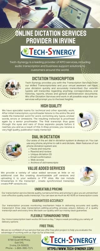 Online Dictation Services Provider in Irvine