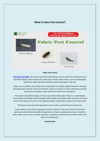 What Is Fabric Pest Control