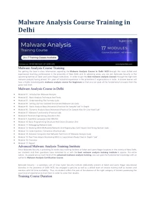 malware analysis course training in delhi