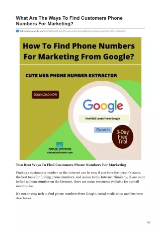 what are the ways to find customers phone numbers