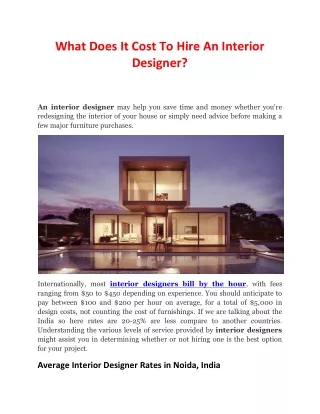 What Does It Cost To Hire An Interior Designer